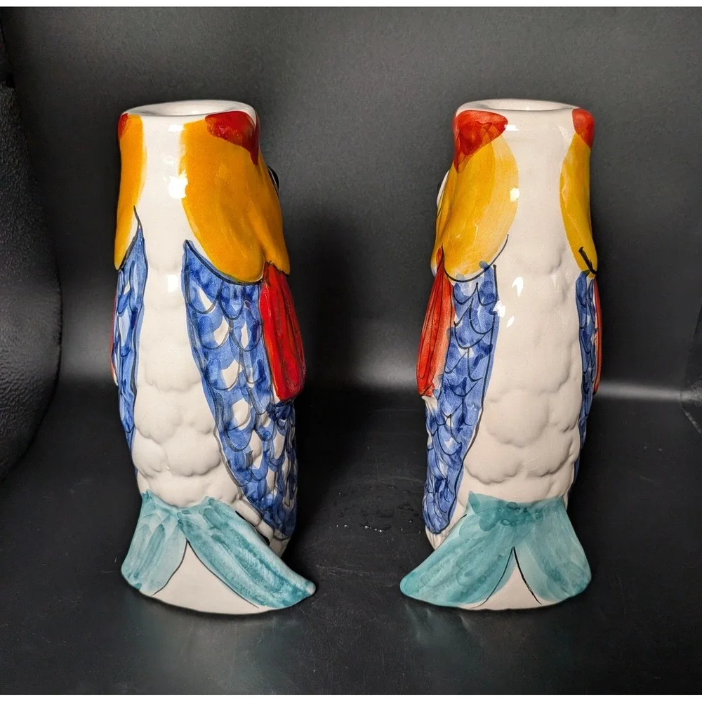 Vintage Italian Potter~Fish Candlestick Holders~Santo Stefano Di Camastra
